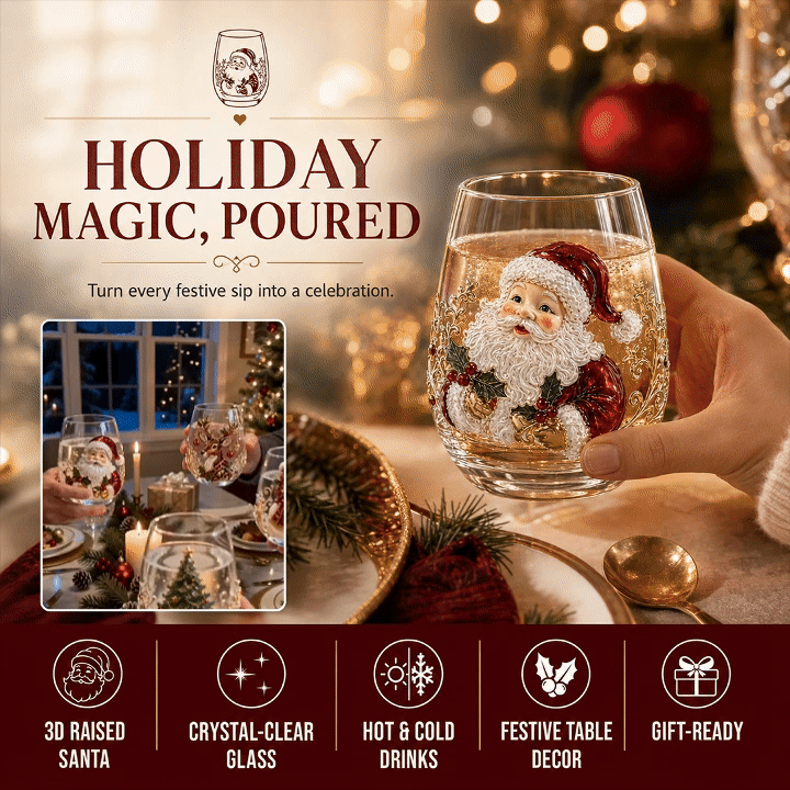 🔥 Flash Sale - Raised 3D Christmas Art Glass Cup