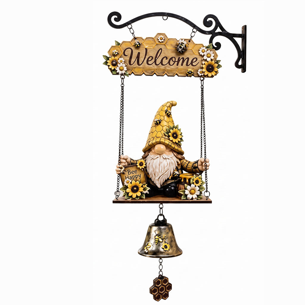Hand-Painted Gnome Welcome Garden Bell