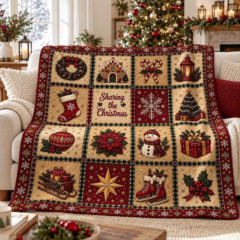 Vintage Christmas Patchwork Throw Blanket for Cozy Holiday Evenings