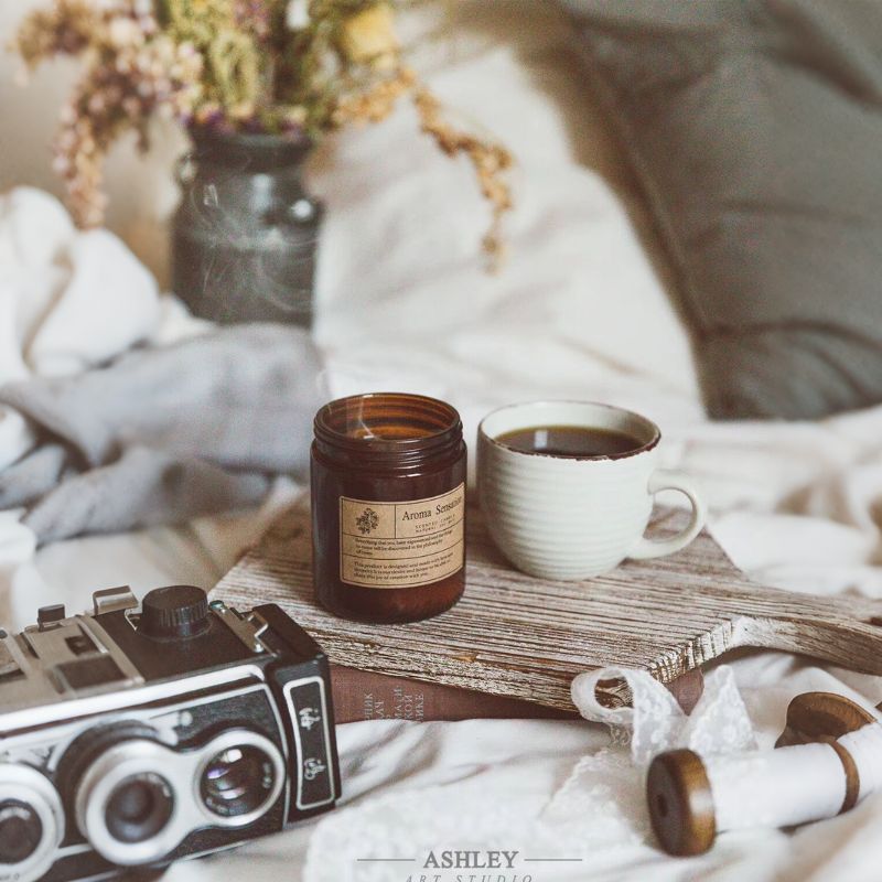 BROWN WOODY CUP.Scented Candles.Soy wax