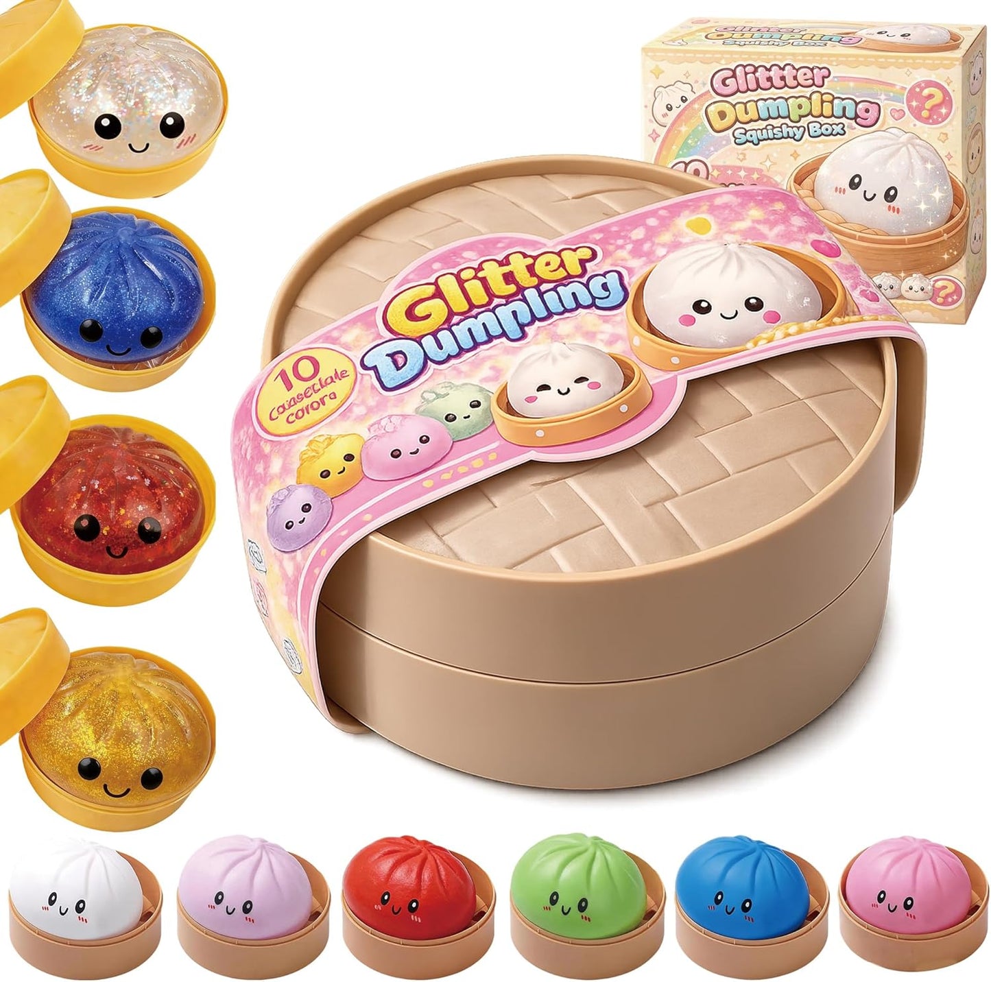 Glitter Dumpling Squishy - Random-4/12PCS-(Pre-Order – Ships in 10 Days)