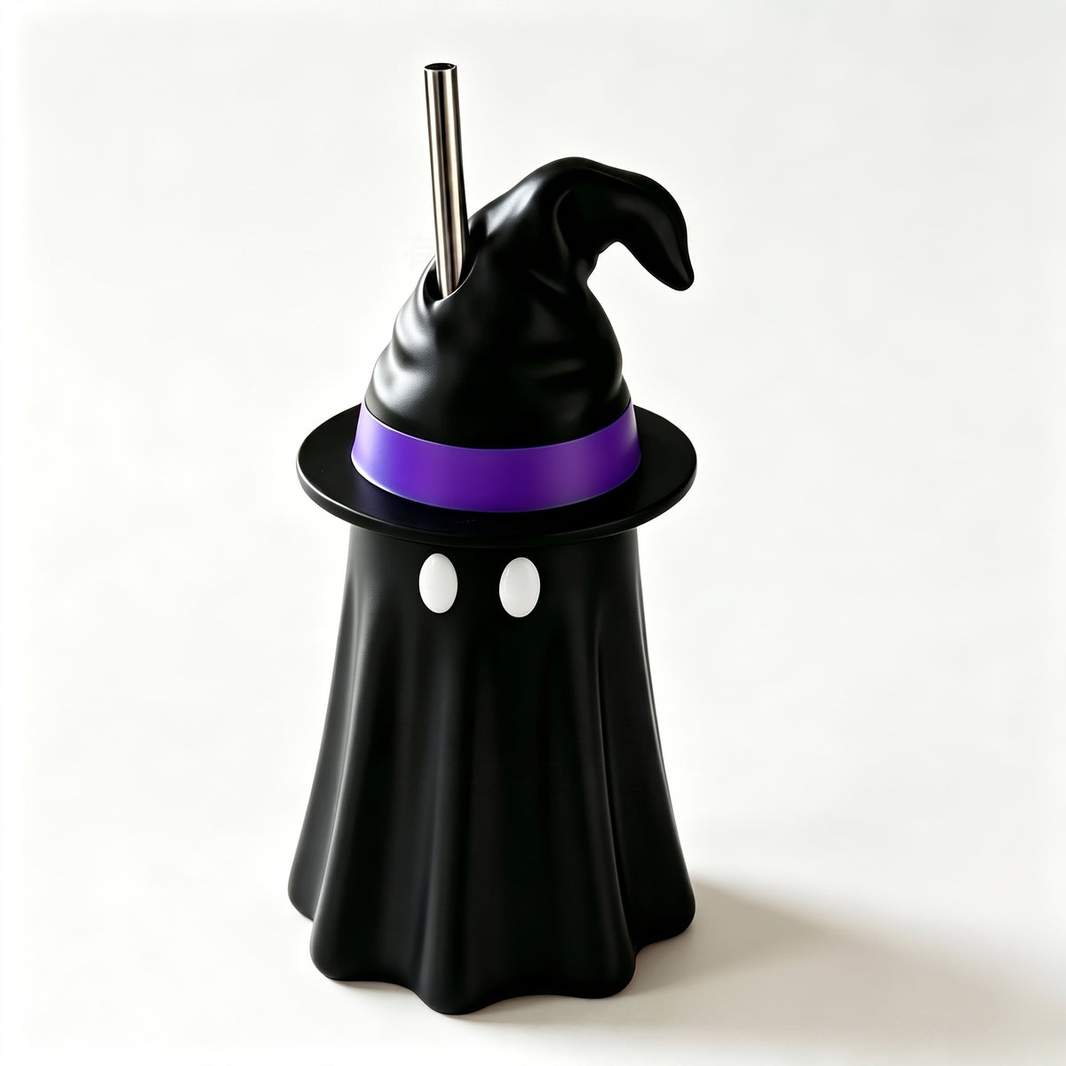 Halloween Ghost Can Holder with Witch Hat – 12 oz