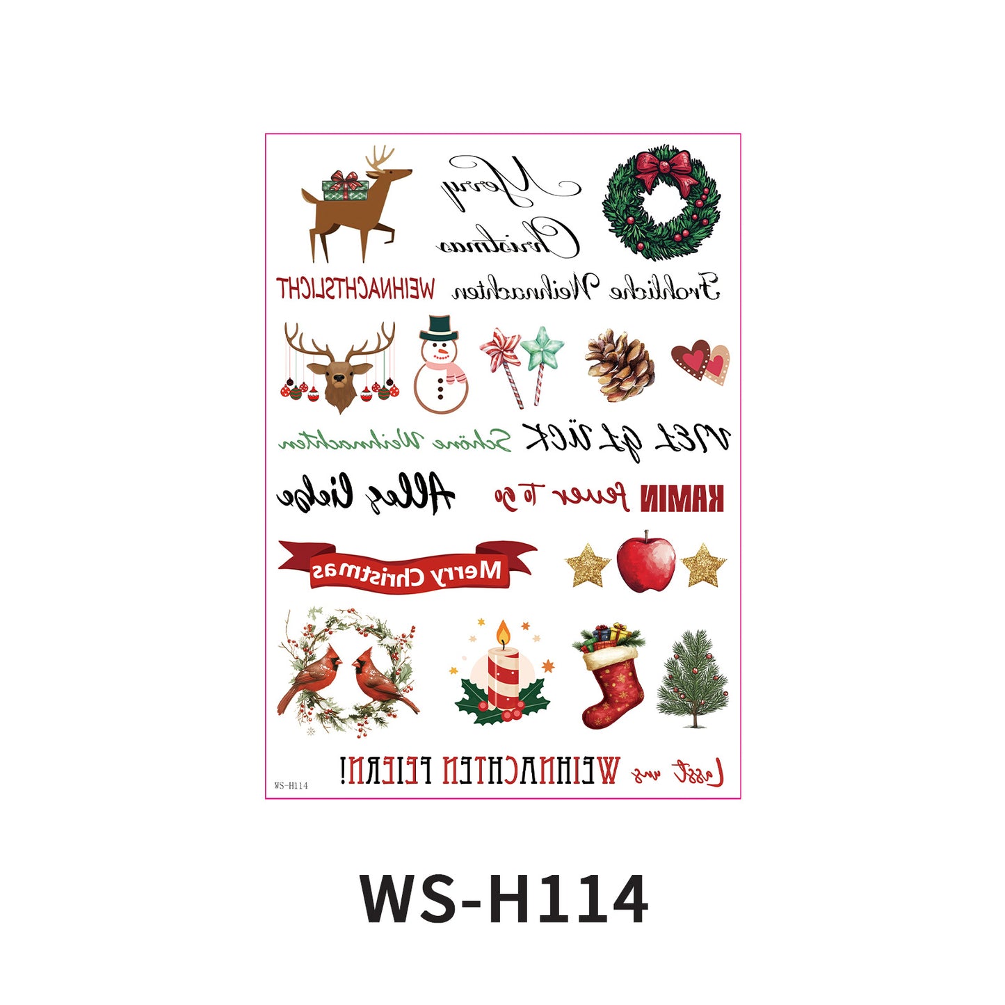 Christmas Candle Transfer Tattoo Set – 9 Sheets
