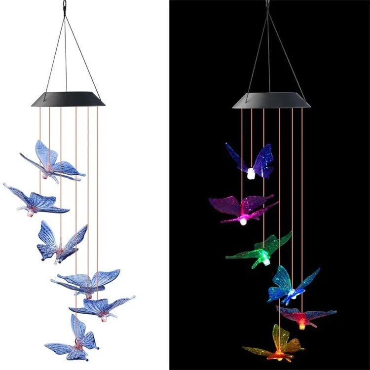 Solar LED Hummingbird Wind Chime with Metal Bells