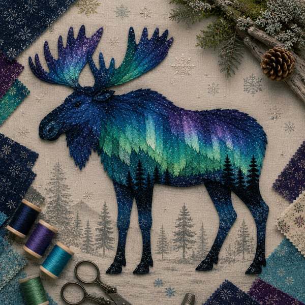 Northern Lights Wildlife Patchwork Art Kit