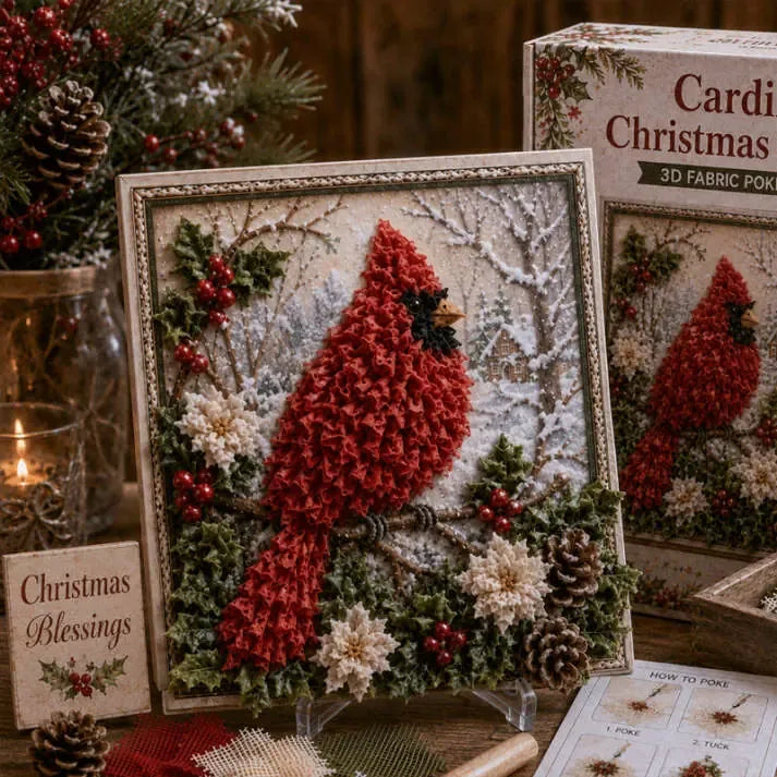 3D Christmas Fabric Poke Art Frame Kit - image 4