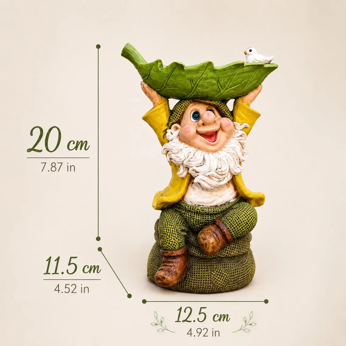 Gnome Leaf Bird Feeder Garden Statue