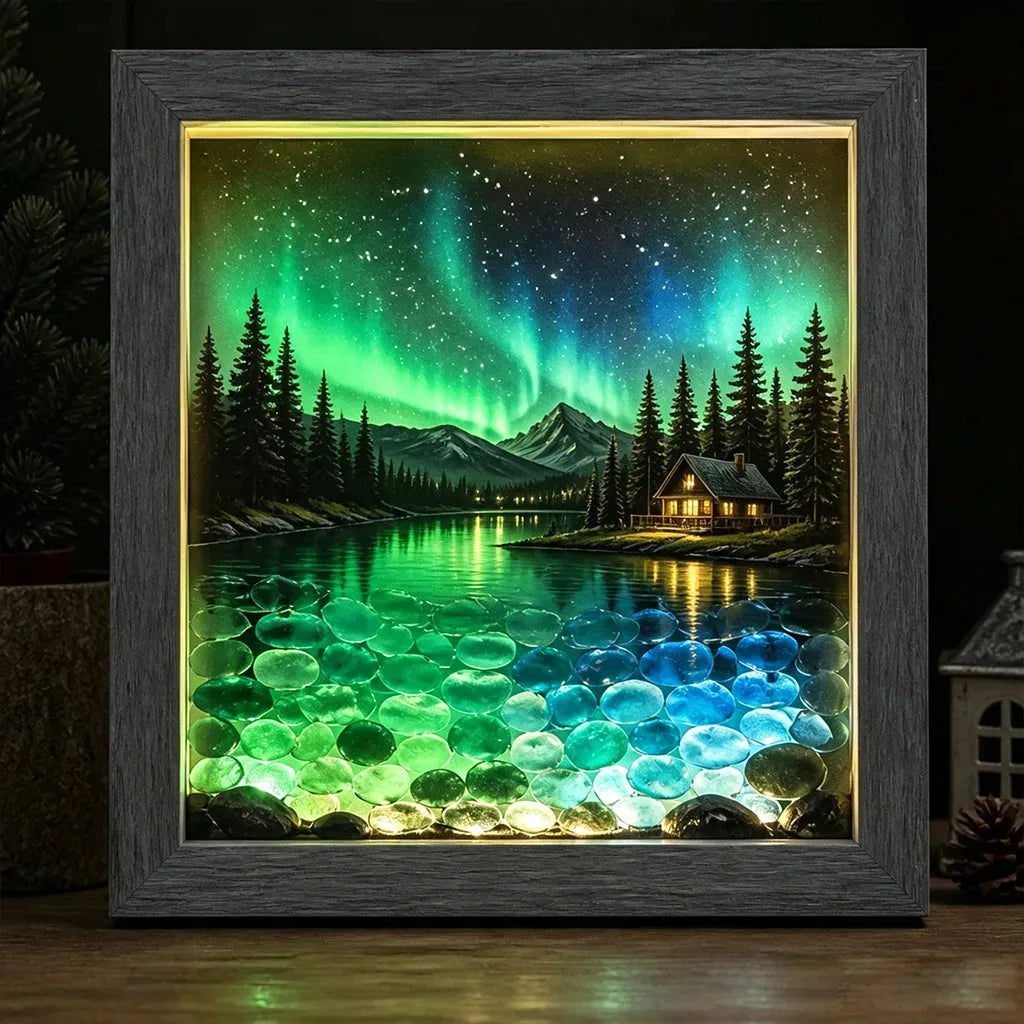 Coastal Lighthouse Glass Shadow Box Night Light