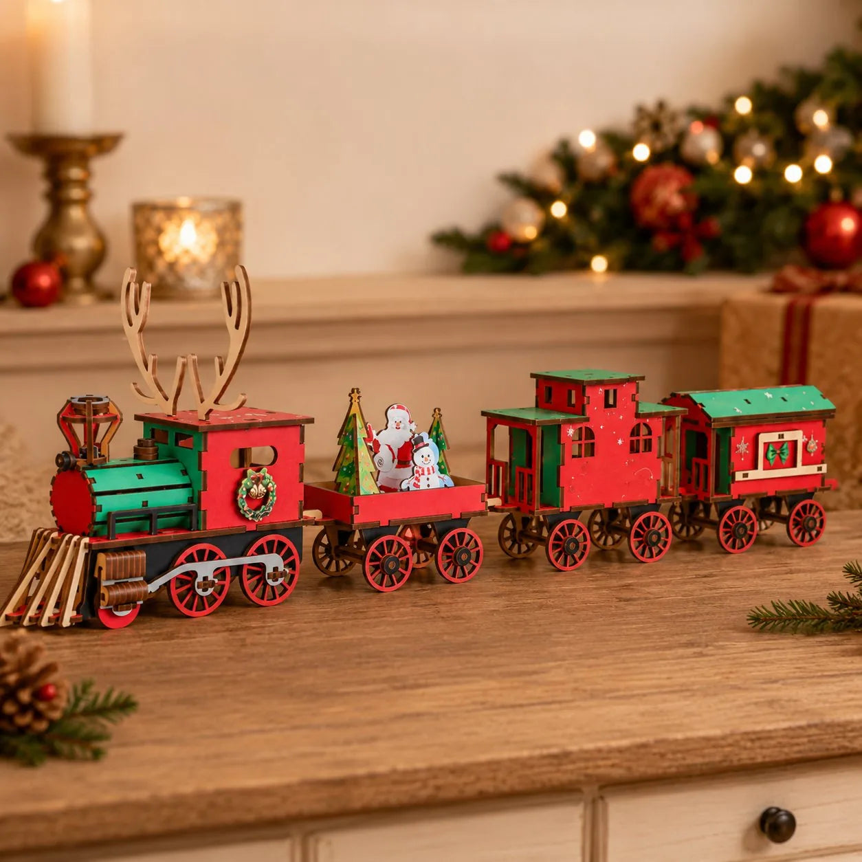 DIY Christmas Wooden Train 3D Puzzle Kit – product image 8