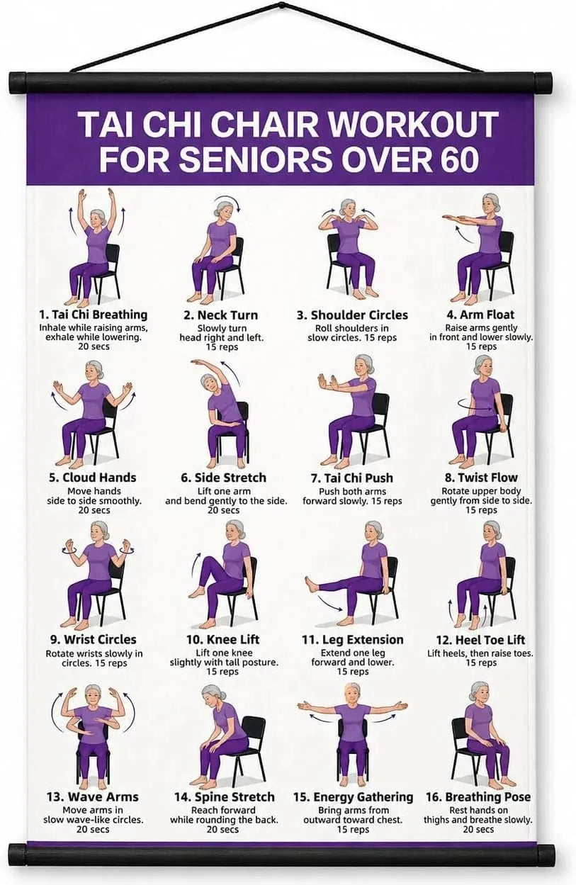 Seated Tai Chi Exercise Wall Chart for Seniors – main view