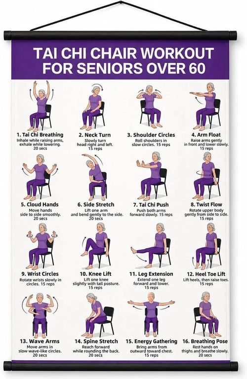 Seated Tai Chi Exercise Wall Chart for Seniors – main view