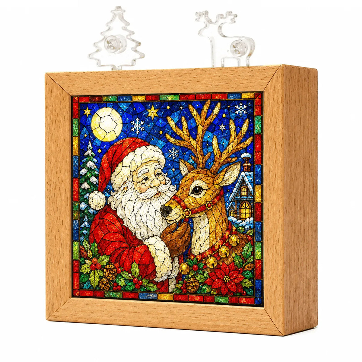 Christmas Acrylic Jigsaw Night Light with Wooden Frame – image 1
