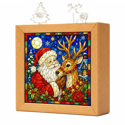 Christmas Acrylic Jigsaw Night Light with Wooden Frame – image 1