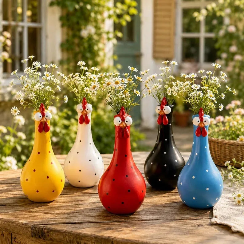 Whimsical Chicken or Cat Flower Vase for Home Decor – image 1