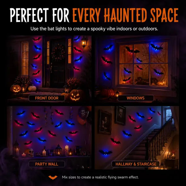 Lighted 3D Flying Bat Halloween Wall Decorations – main view