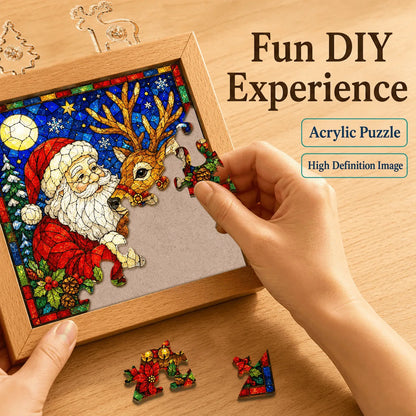 Christmas Acrylic Jigsaw Night Light with Wooden Frame – image 2