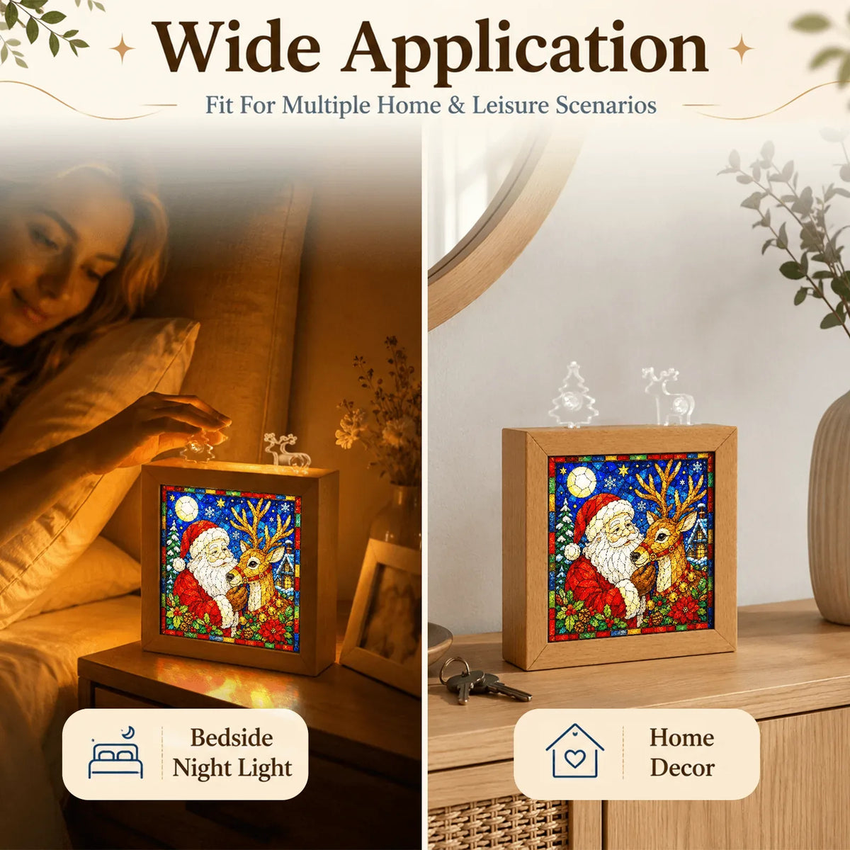Christmas Acrylic Jigsaw Night Light with Wooden Frame – image 3