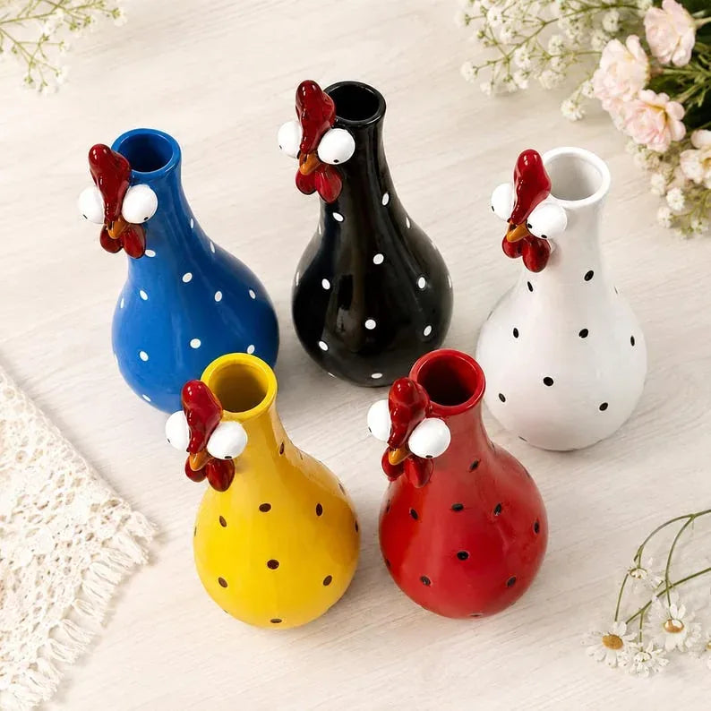 Whimsical Chicken or Cat Flower Vase for Home Decor – image 3