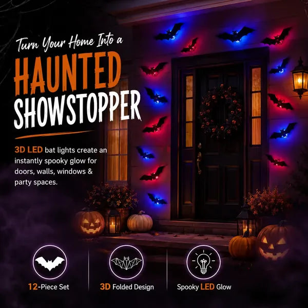 Lighted 3D Flying Bat Halloween Wall Decorations – product detail 3