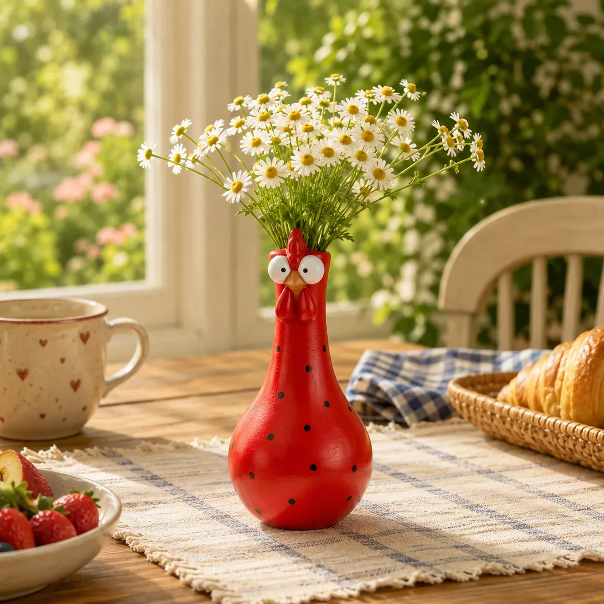 Whimsical Chicken or Cat Flower Vase for Home Decor – image 4
