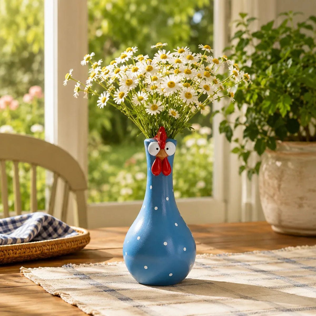 Whimsical Chicken or Cat Flower Vase for Home Decor – image 5