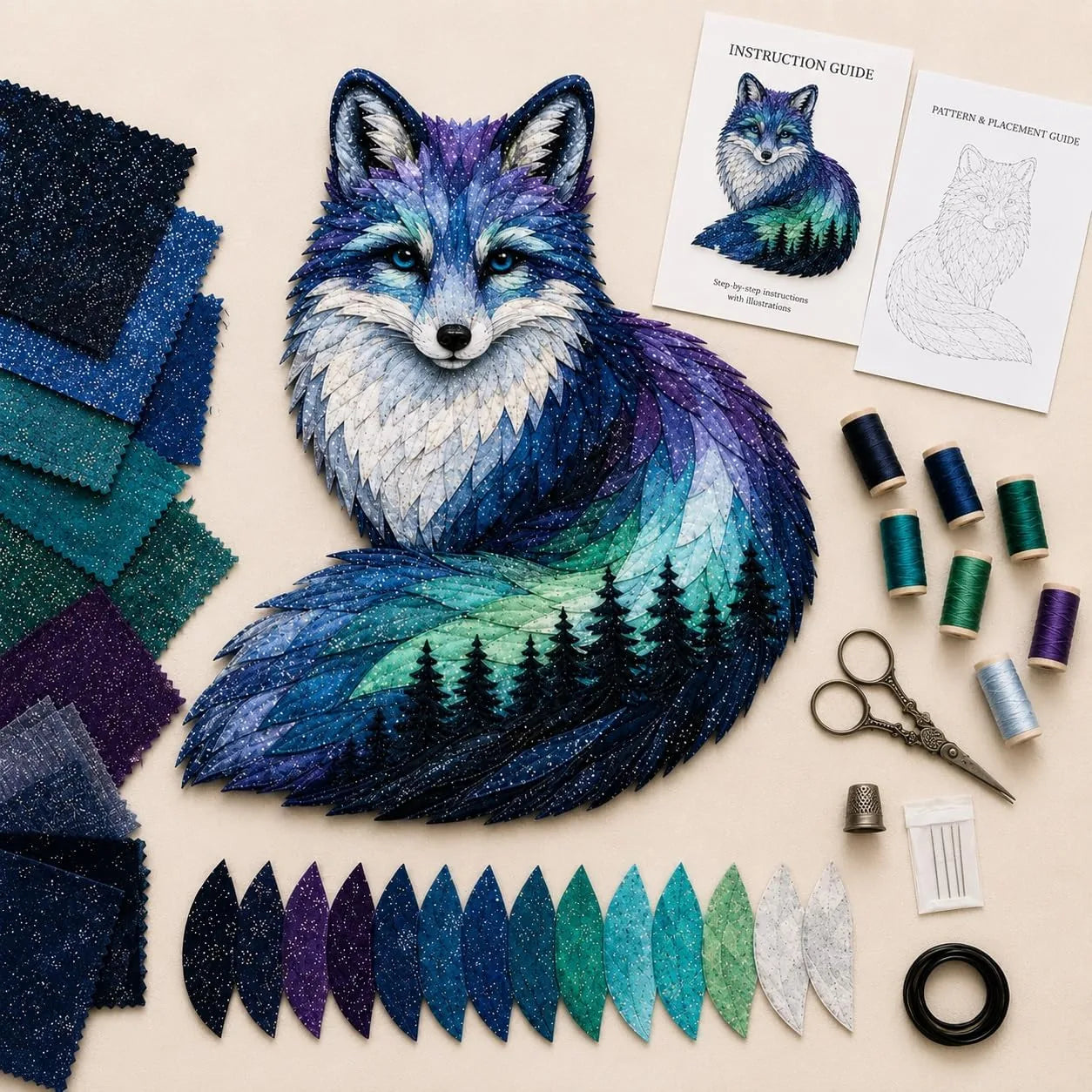 Northern Lights Wildlife Patchwork Art Kit