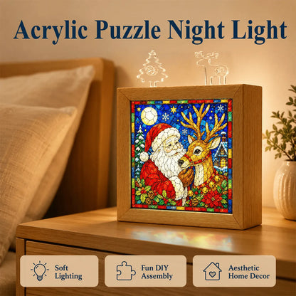 Christmas Acrylic Jigsaw Night Light with Wooden Frame – image 6