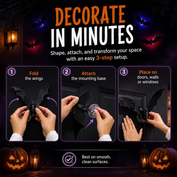 Lighted 3D Flying Bat Halloween Wall Decorations – product detail 6