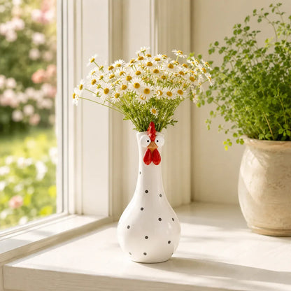 Whimsical Chicken or Cat Flower Vase for Home Decor – image 6