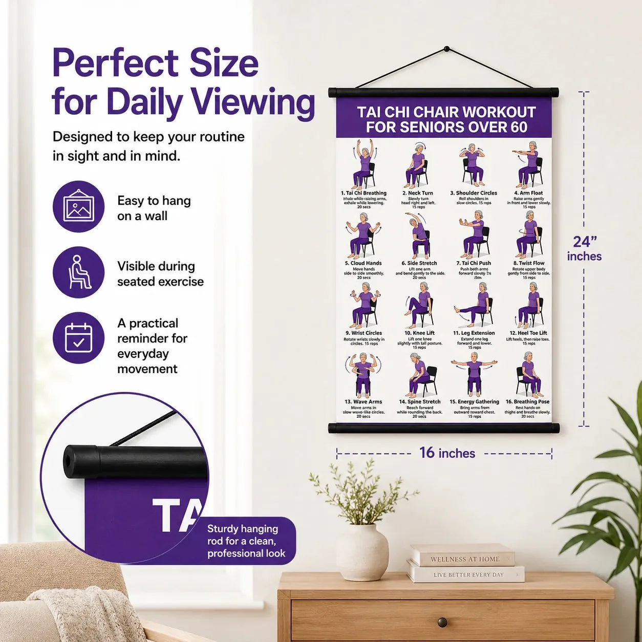 Seated Tai Chi Exercise Wall Chart for Seniors – product detail 6