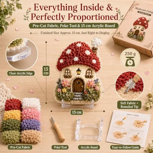 Whimsical Village Fabric Poke Art DIY Kit