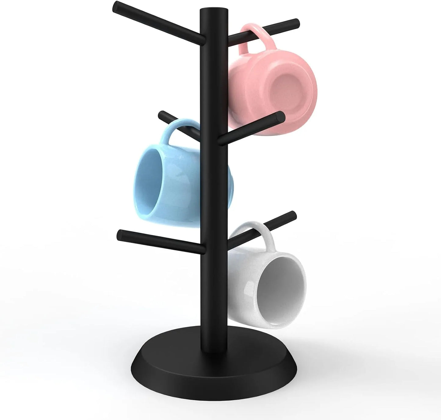 Tree-Shaped Wooden Mug Holder with Round Base – product detail 7