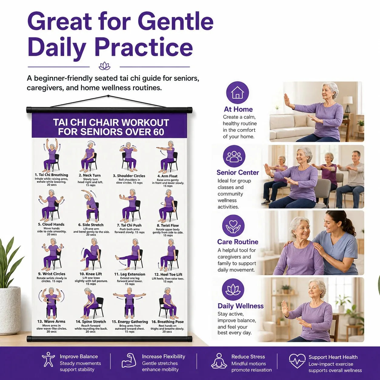 Seated Tai Chi Exercise Wall Chart for Seniors – product detail 7