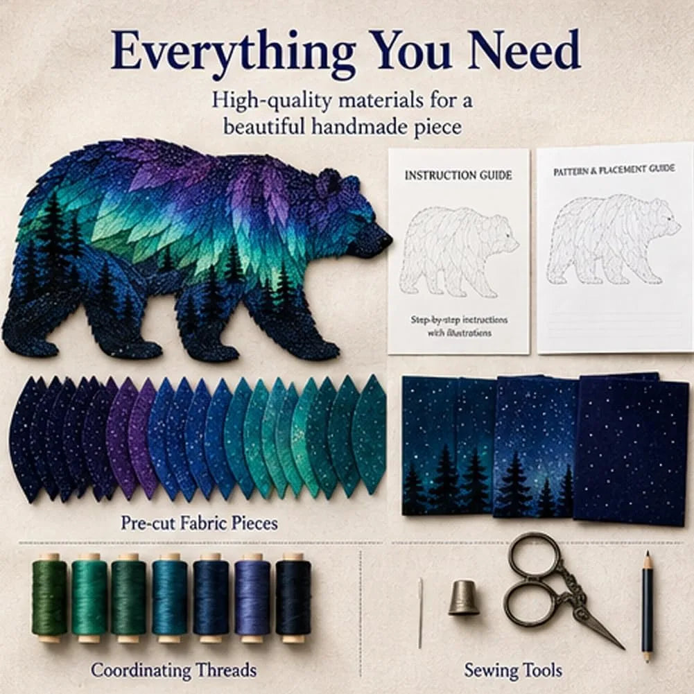 Northern Lights Wildlife Patchwork Art Kit