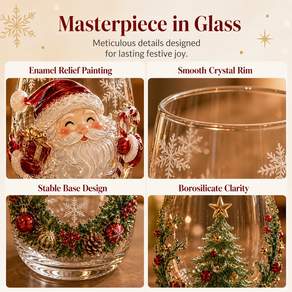 🔥 Flash Sale -  Raised 3D Christmas Art Glass Cup