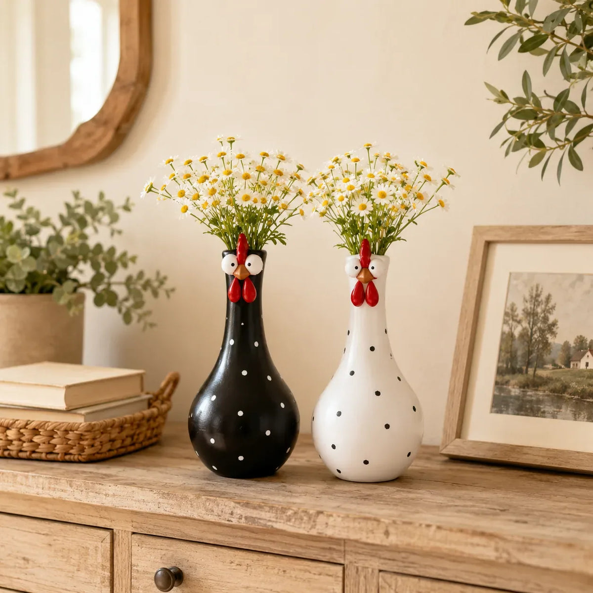 Whimsical Chicken or Cat Flower Vase for Home Decor – image 9