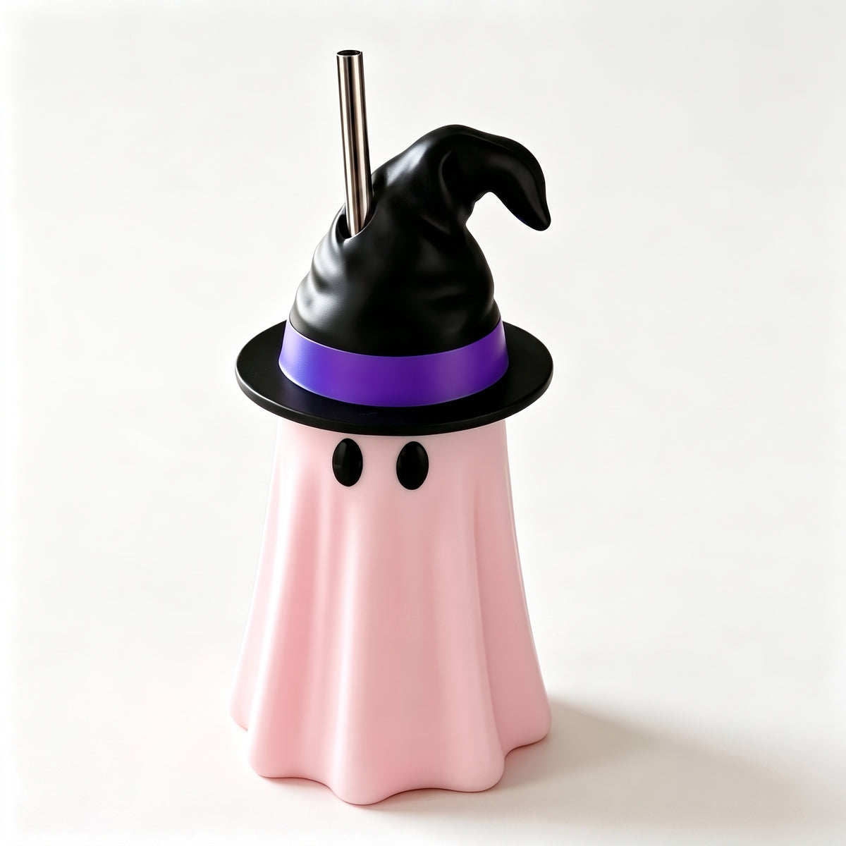 Halloween Ghost Can Holder with Witch Hat – 12 oz