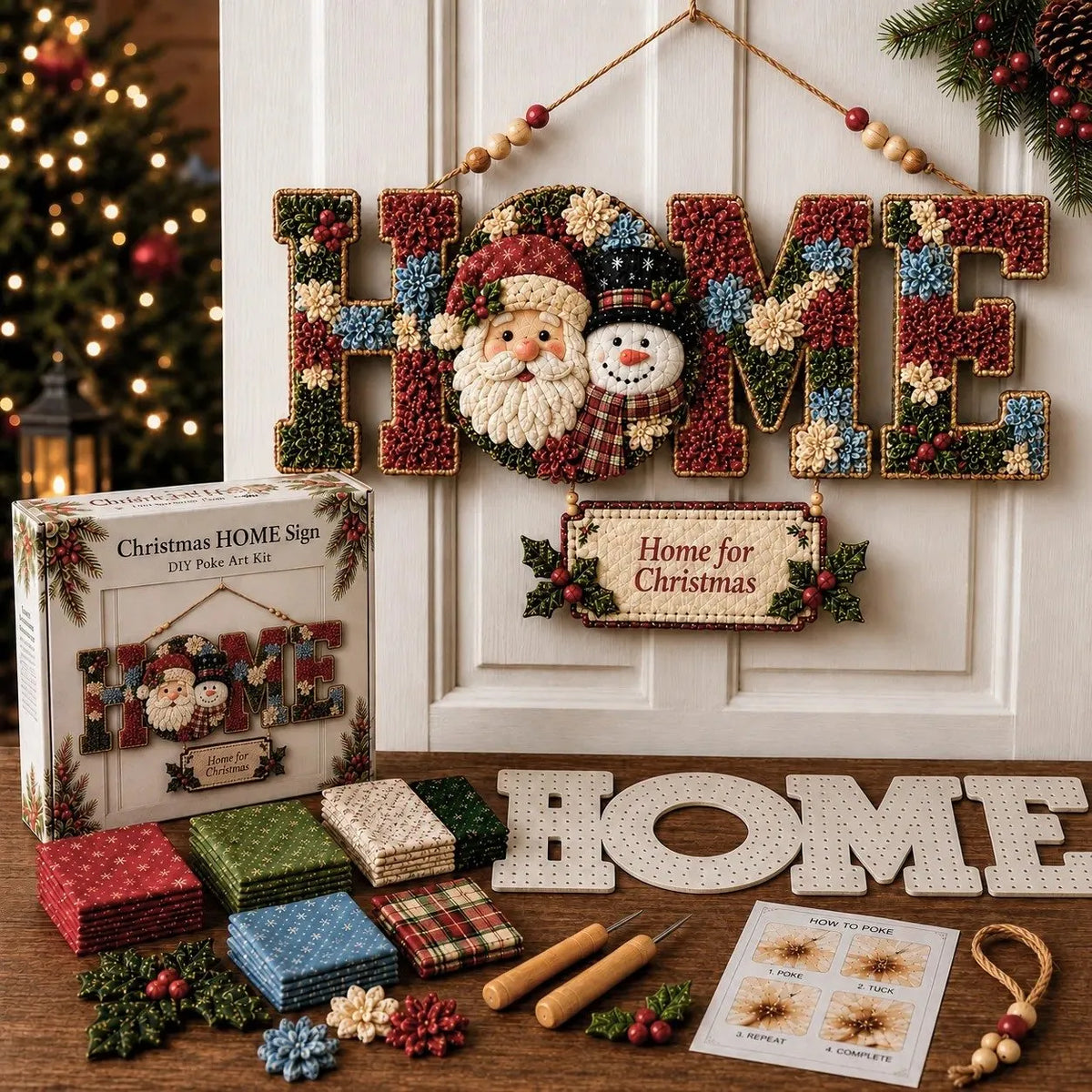 DIY Fabric Poke Art HOME Sign Kit for No-Sew Seasonal Decorating