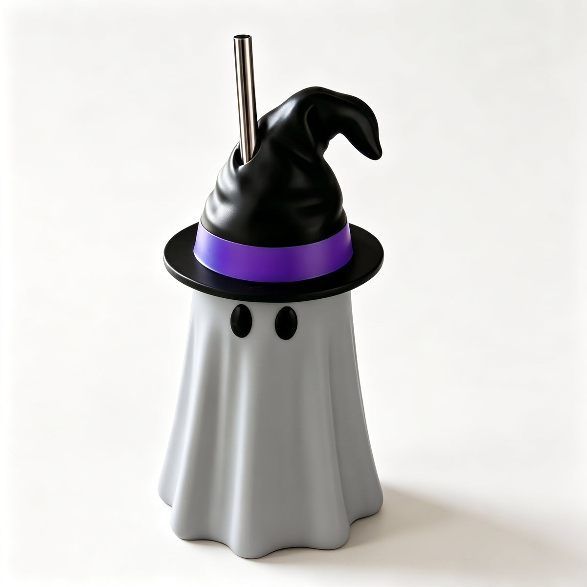Halloween Ghost Can Holder with Witch Hat – 12 oz