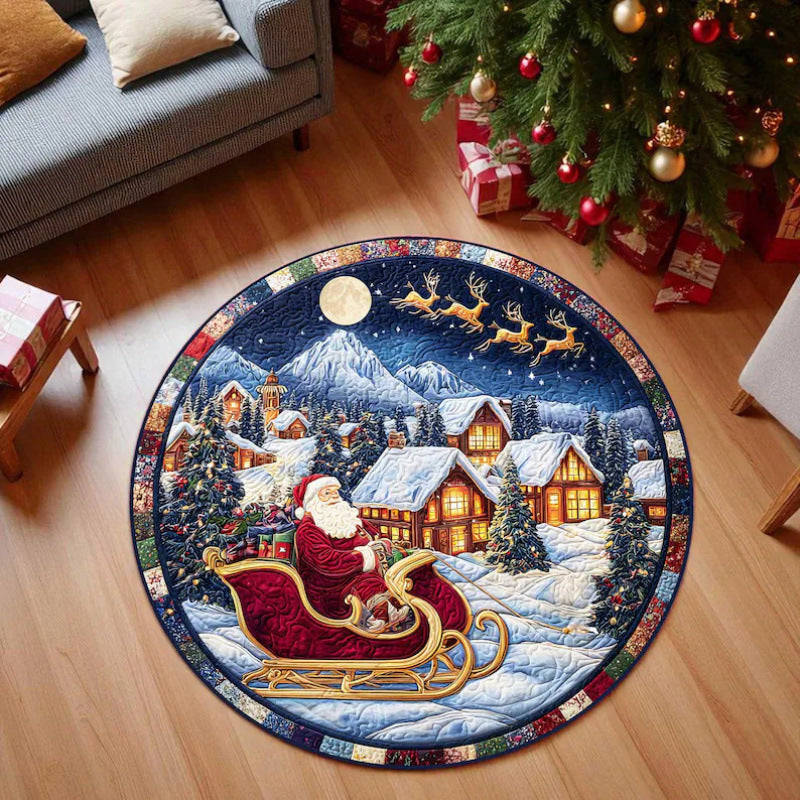 3D Christmas Santa Illusion Round Rug – 80 cm