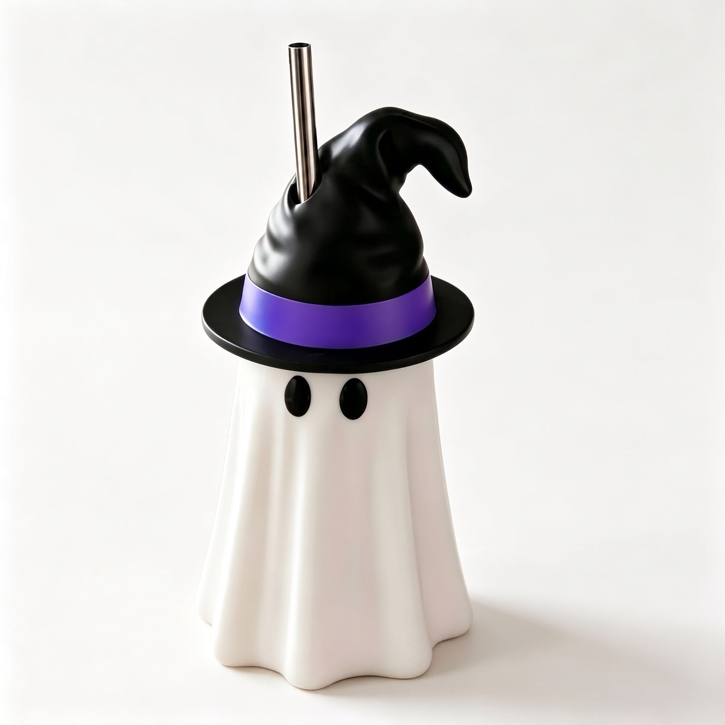 Halloween Ghost Can Holder with Witch Hat – 12 oz