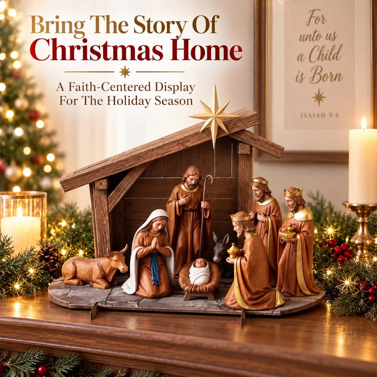 Christmas Nativity Scene Resin Sculpture for Holiday Display