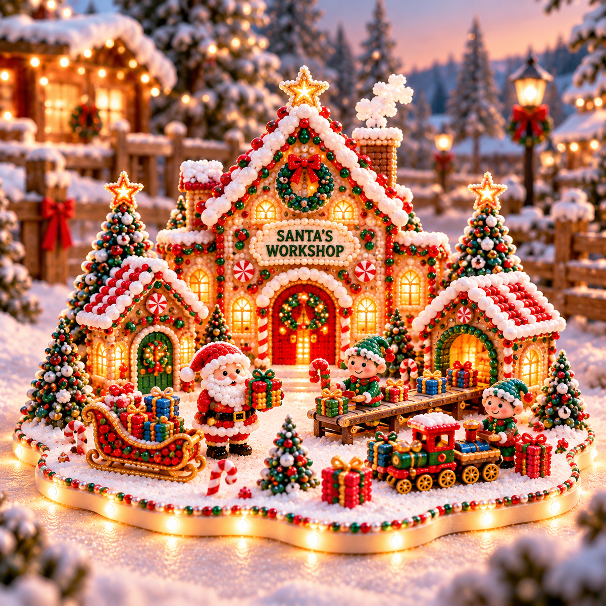 DIY Christmas Village Gem Art Kit for Handmade Holiday Decor