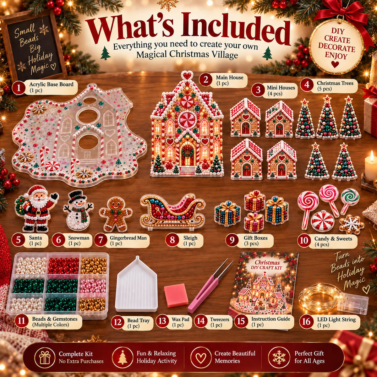 DIY Christmas Village Gem Art Kit for Handmade Holiday Decor