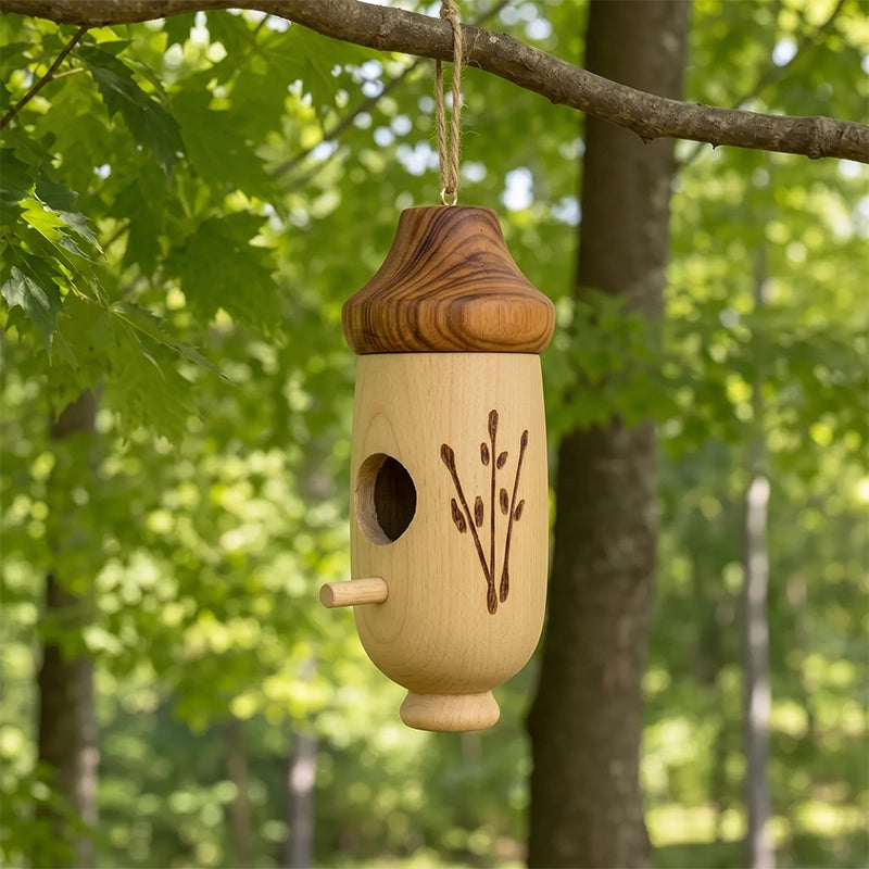 This Wooden Hummingbird House Brings Warmth and Life Back to Your Garden