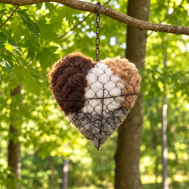 This Alpaca Wool Nesting Heart Adds a Touch of Nature to Your Garden