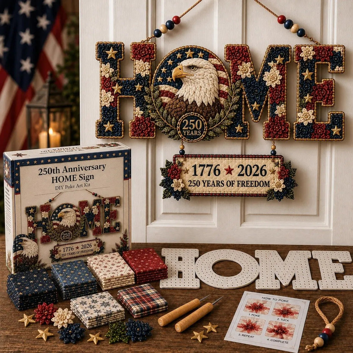 DIY Fabric Poke Art HOME Sign Kit for No-Sew Seasonal Decorating