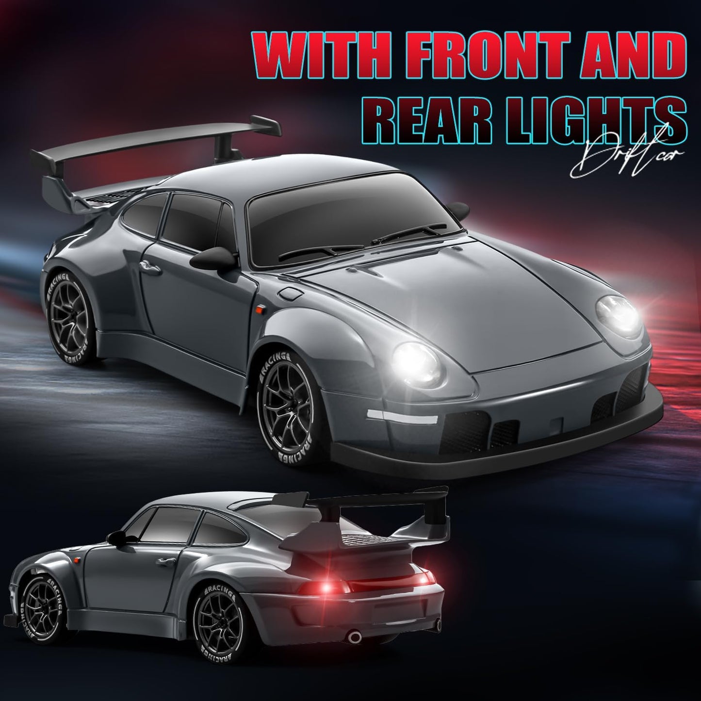 1/24 4WD RC Drift Car – 20KM/H High-Speed with LED Lights