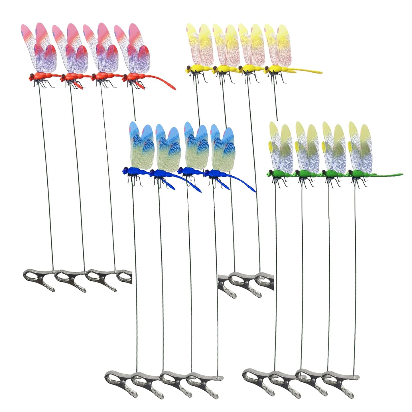 8/16 Pack 3D Dragonfly Garden Stakes Decor