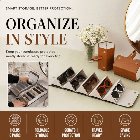Sunglasses Organizer 6 Slots Travel Glasses Case
